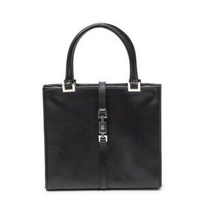 Gucci Square Jackie Tote Black Calfskin Leather